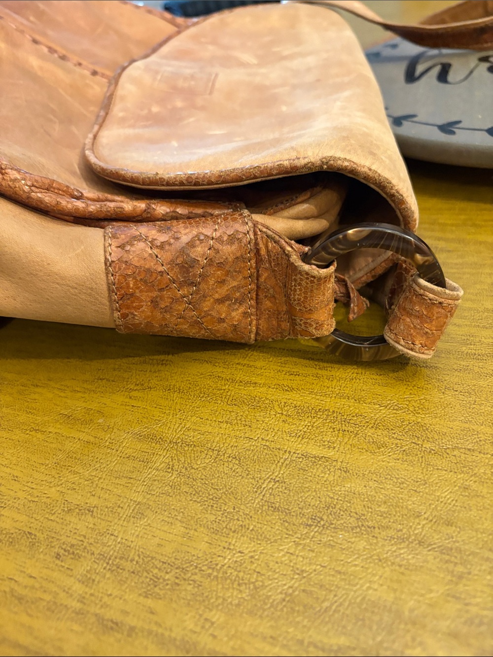 Bally Distressed Leather Crossbody in Tan - Picture 9 of 12